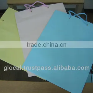Pastel Color Shopping Paper Bag Big Size STOCKLOT LOW PRICE --- Pink, Yellow, and Blue --- Wholesale thumbnail-1
