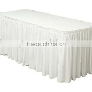 Polyester Box Pleat Table Skirting With Top Cover Wedding Table Cover With Pleats thumbnail-1