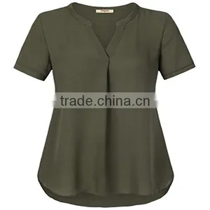 Wholesale Apparel Comfortable Plain Dyed Lady Sheer Blouse thumbnail-3
