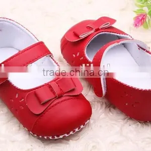PU Leather Princess Bow Girls Kids Newborn Baby Flat First Walkers Shoes thumbnail-2