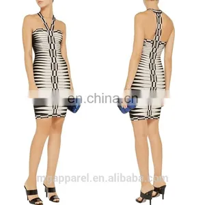 Wholesale Fashion Cheap Women's Clothing Sexy White Halter Neck Tight Mini Bandage Dress for Women thumbnail-1