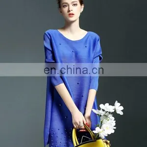 Popular American Style Loose Blue Beaded Blouse Girls Tops Wholesale thumbnail-1