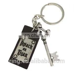 Attack On Titan Metal Key Pendant Keychain Dog Tag Charms Silver Plated Alloy Jewelry thumbnail-1