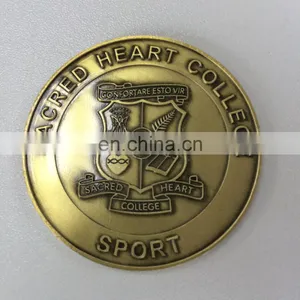 Antique Brass Plating Zinc Alloy Material Embossed Custom Design Metal Coin thumbnail-1