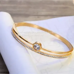 Gold Rose Gold Silver PVD Plating 316L Stainless Steel Bracelets Bangles For Men Womens thumbnail-1