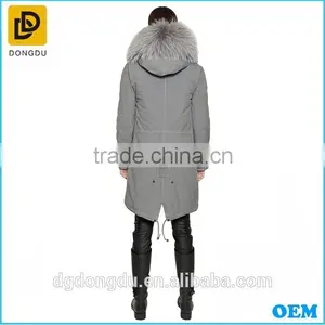 Winter Gray Cotton Fur Collar Women Long Coats thumbnail-4