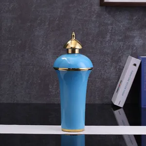 New Chinese Style Creative Jingdezhen Blue Gilded Ceramic Decoration Vase For Hallway thumbnail-1