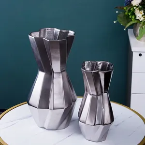 Silver Gilt Twist Creative Ceramic Vase Table Art Decoration For Home Office Shopping Mall thumbnail-1