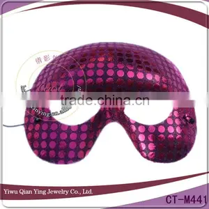 Ladies Hot Pink Sequins Cocktail Party Eye Mask thumbnail-1