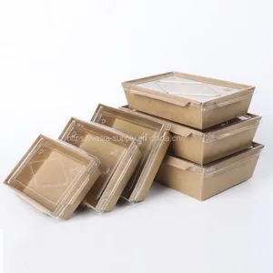 Clear Lid Lunch Box Kraft Paper Boxes With Lids Kraft Food Containers thumbnail-1