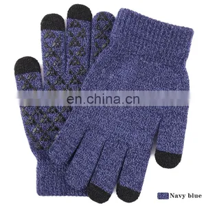 Custom Logo Winter Knit Mittens Gloves Touchscreen Warm Thermal Soft Elastic Gloves for Women Men thumbnail-2