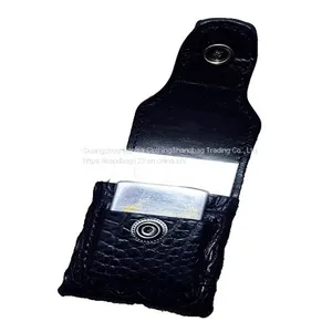 Handmade Leather Goods Black Crocodile With Bone Coccyx Men's Personality Soft Pack Cigarette Case Protective Case Portable Waist Hanging Cigarette Pack thumbnail-4
