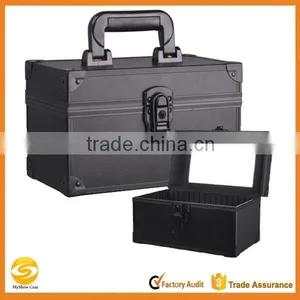 High Quality Black Aluminum Makeup Artist Vanity Case, Cosmetic Jewelry Storage Box, Beauty Box Makeup Vanity Case Bag thumbnail-1