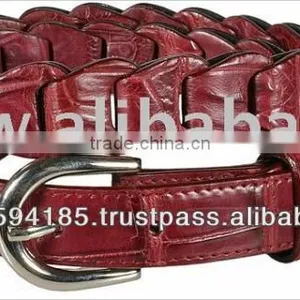 High Quality Red Color Genuine Cowhide Leather Belts thumbnail-1