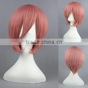 High Quality 35cm Short Straight Hitman Reborn Cosplay Hair Wigs Giotto Dark Pink Wigs Synthetic Anime Wig Party Wig thumbnail-1
