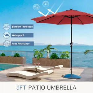 Windproof 9FT Garden Umbrella UPF50+ Polyester Tilt Crank Patio Outdoor Wholesale OEM Customized thumbnail-3