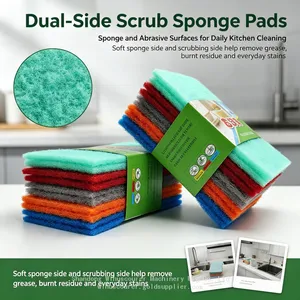 Large Stock Green Abrasive Scouring Pads Bulk Wholesale Kitchen Cleaning Consumables for Business thumbnail-2