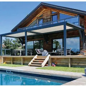 Waterproof Aluminum Louver Pergola, Adjustable Roof Outdoor Patio Pavilion thumbnail-4