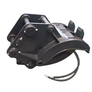12T Excavator Hydraulic Grab 3+2 Interlocking Tines Blunt Square Tips Fixed Head Internal Cylinder Slate Grey thumbnail-2