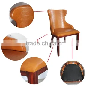 Modern High Back Heavy Duty Metal Leather Dining Room Chairs Wood Furniture thumbnail-5
