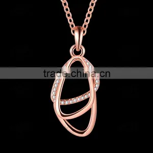 Stylish Unique Geometric Oval Necklace Rose Gold Plated thumbnail-3