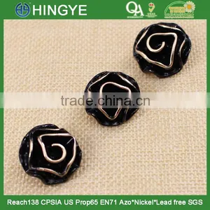 Wholesale Black Flower Metal Shank Zinc Alloy Button 15753 thumbnail-1