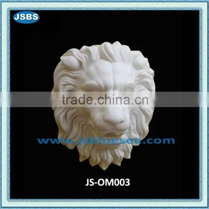 White Stone Lion Head Garden Ornament thumbnail-1