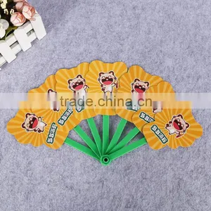 2016 Best Selling pp Plastic Custom Printed Folding Fan Advertising Fan pp Foldable Hand Fan thumbnail-1