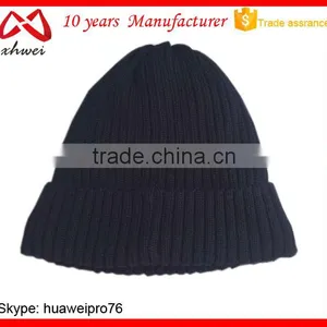 Winter Ribbed Knit 100 Cotton Blank Beanie Hat thumbnail-2