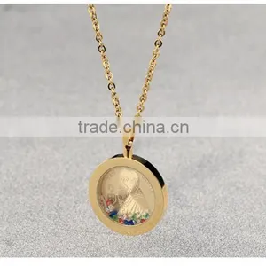 316L Stainless Steel Good Quality Cubic Zircon 24k Gold Pendant thumbnail-4