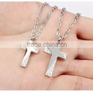 2016 Simple Gold Pendant Design Stainless Steel Star Necklace With Cross for Wedding Gifts thumbnail-4