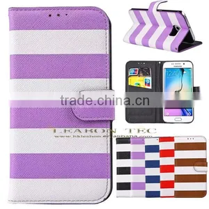 Hot New Products for 2015, Fancy Color Strip Wallet Leather Case for Samsung Galaxy s6 Edge, thumbnail-5