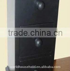 Three Drawers and Top Openable Black Wooden Jewelry Box thumbnail-1