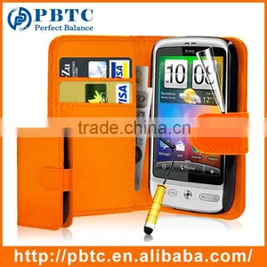 Set Screen Protector Stylus And Case For HTC Desire C , Dark Blue Leather Wallet Waterproof Case For HTC Desire thumbnail-3