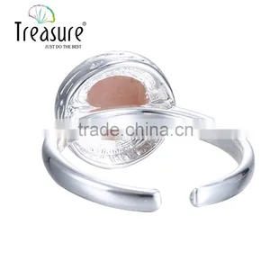 2016 New Design Pink Stone Silver Plating Copper Open Ring Wholesale in Spring thumbnail-5