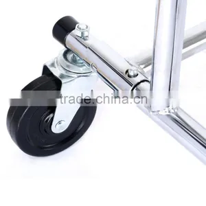 Adjustable Double Rail Rolling Garment Rack Clothing Rack Drying Rack Hanging Rack, Chrome Finish thumbnail-3