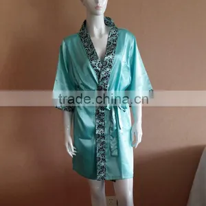 Girls Satin Nightgown/bathrobe With Piping thumbnail-2
