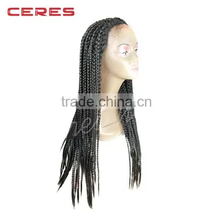 Cheap Natural Black Color Lace Front African Braided Wig for Black Women thumbnail-4