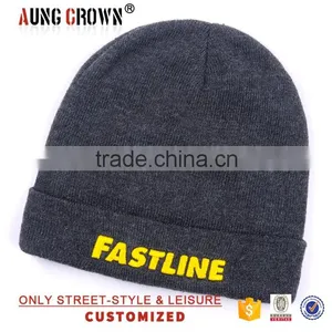 Fashion Dark Gray Custom Acylic Beanie Hat Knitted Hat thumbnail-3