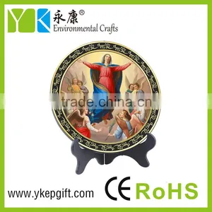 Home Decor Catholic Religious Round Plate Blessed Virgin Mary and Angels thumbnail-3