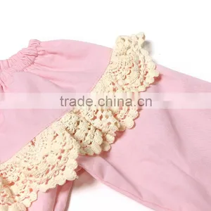 China Supplier Rompers for Baby Girl Custon Funny Baby Pink Rompers Cotton With Lace thumbnail-4