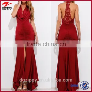 Halter Neckline Silky Feel Maxi Dress/long Evening Dress 2016 thumbnail-1