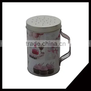 Round Cup Shaped Salt/Pepper Tin Box With Handle For Kitchen thumbnail-1