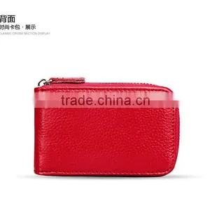 Genuine Leather Card Holder 13 Cards Leather Wallet Metal Zipper Purse thumbnail-6