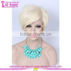 Fashion 8" Short Hair Cut Ombre 613 Blonde Brazilian Human Virgin Hair Bob Lace Wig thumbnail-1