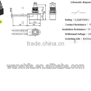 DS-010 1A 250V/3A 125V AC Push Button Switch thumbnail-3