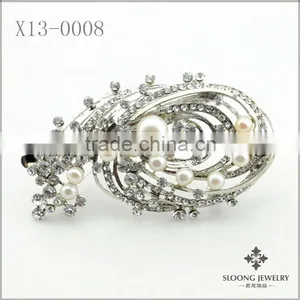 Fashion Jewelry Crystal and Pearl Rhinestone Brooch in Bulk thumbnail-1