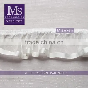 High Quality 4cm Width Folded Organza Fabric Trim in Silver thumbnail-1