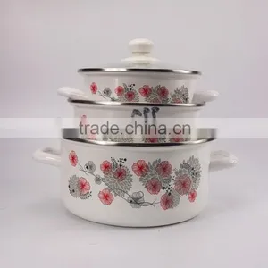 6 Pcs Flower Printing Enamel Cookware Set With Decoration thumbnail-2