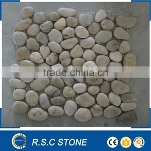 White Pebble Polished Meshed Flat Tile thumbnail-1